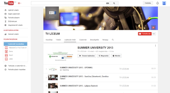 Youtube playlist of Summer School 2013
